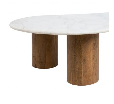 MESA CENTRO BLANCO-NATURAL MÁRMOL/MADERA 135 X 80 X 35 CM