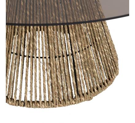 MESA CENTRO CRISTAL-FIBRA NATURAL SALÓN 80 X 80 X 35 CM