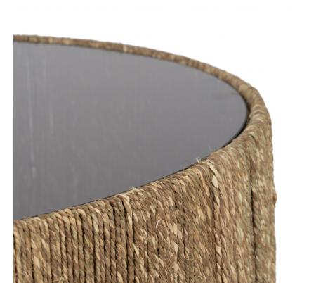 MESA CENTRO CRISTAL-FIBRA NATURAL SALÓN 81 X 81 X 31 CM