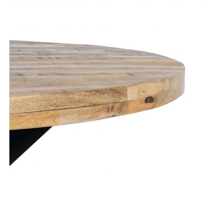 MESA COMEDOR NATURAL-NEGRO MADERA-HIERRO 130 X 130 X 77 CM