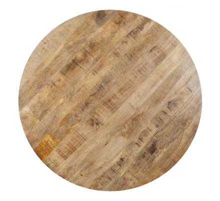 MESA COMEDOR NATURAL-NEGRO MADERA-HIERRO 130 X 130 X 77 CM