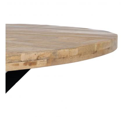 MESA COMEDOR NATURAL-NEGRO MADERA-HIERRO 150 X 150 X 77 CM
