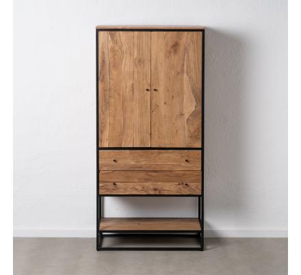 ARMARIO NATURAL MADERA-METAL SALÓN 90 X 45 X 190 CM