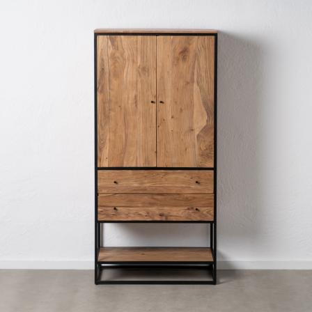 ARMARIO NATURAL MADERA-METAL SALÓN 90 X 45 X 190 CM