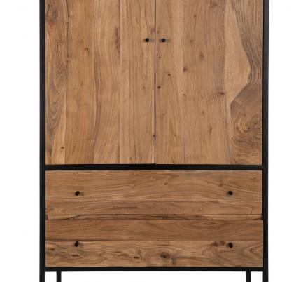 ARMARIO NATURAL MADERA-METAL SALÓN 90 X 45 X 190 CM
