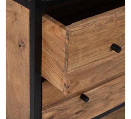 ARMARIO NATURAL MADERA-METAL SALÓN 90 X 45 X 190 CM