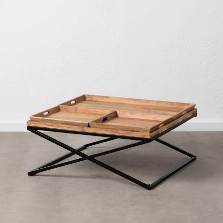 MESA CENTRO NATURAL MADERA DE MANGO 85 X 85 X 39 CM
