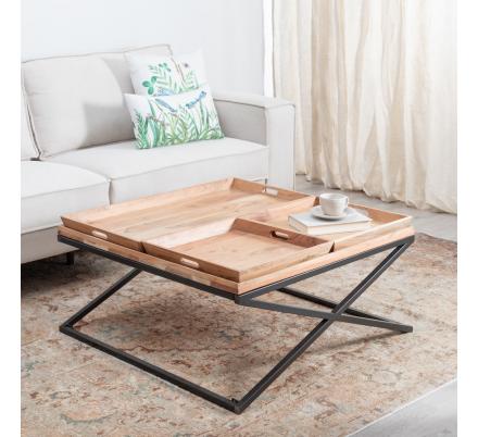 MESA CENTRO NATURAL MADERA DE MANGO 85 X 85 X 39 CM