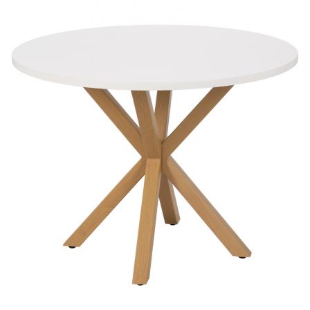 MESA COMEDOR BLANCO-NATURAL DM-METAL 100 X 100 X 76 CM