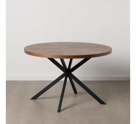 MESA COMEDOR MARRÓN-NEGRO DM-METAL SALÓN 120 X 120 X 76 CM