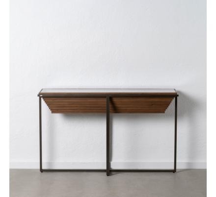 CONSOLA NATURAL-NEGRO MADERA-METAL 134 X 32 X 83 CM