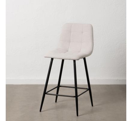 TABURETE CREMA TEJIDO-METAL SALÓN 45 X 55 X 92 CM