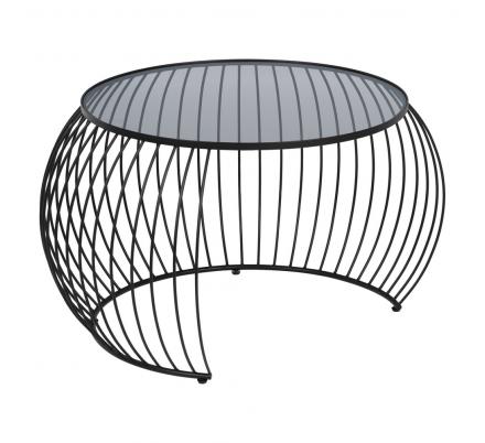 S/2 MESA CENTRO NEGRO METAL-CRISTAL 89 X 80 X 51 CM