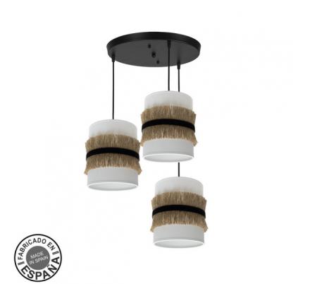 Plafon Angola 3xe27 Negro/blanco-yute Regx42x42 Cm