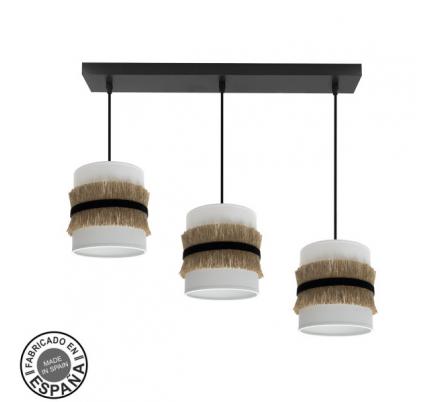 Regleta Angola 3xe27 Negro/blanco-yute Regx60x16cm