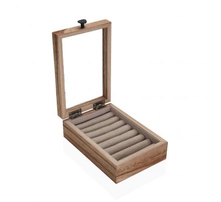 JOYERO MADERA CON TAPA DE CRISTAL