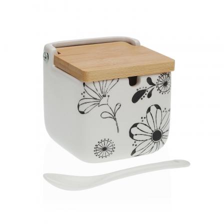 AZUCARERO FLORES CON  TAPA BAMBÚ