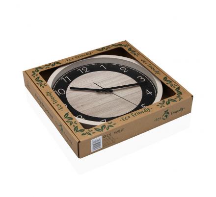 RELOJ ECO MADERA NEGRO 30CM