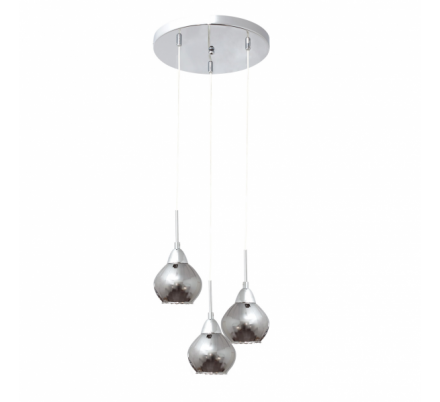 Colgante 3xe14 Smoky Cromo Tulipa Cristal