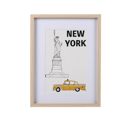 POSTER NEW YORK ENMARCADO EN MADERA 20 X 30