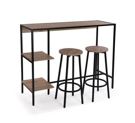 SET MESA Y 2 TABURETES MADERA CLARA
