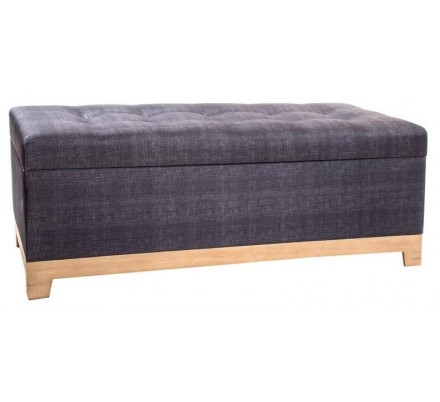 Baqueta Baúl Tejido Gris Pata Madera