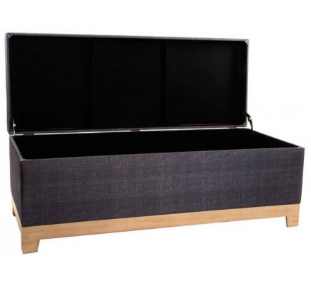 Baqueta Baúl Tejido Gris Pata Madera