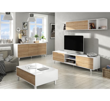 Mueble Salón Blanco - Roble Stylus Plus - Colección Nórdica