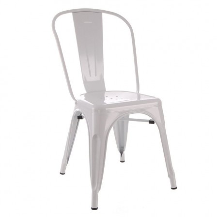 Silla Industrial Tolix Blanca Metal