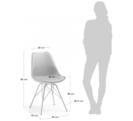 Silla Comedor Lars Estructura de Metal Color Gris