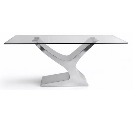 Mesa Comedor Cristal Estructura Cromada Modelo Esparta - Varias Medidas