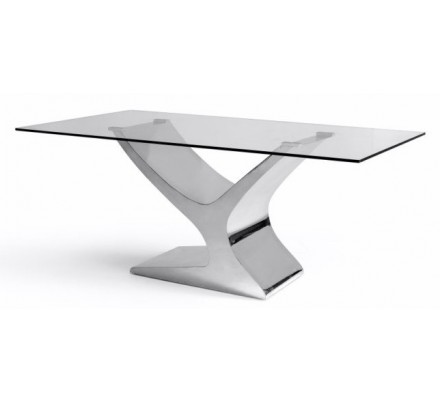 Mesa Comedor Cristal Estructura Cromada Modelo Esparta - Varias Medidas