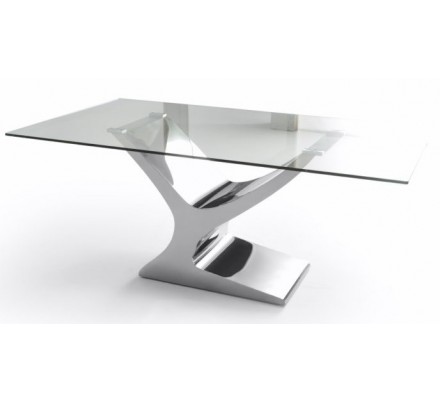 Mesa Comedor Cristal Estructura Cromada Modelo Esparta - Varias Medidas