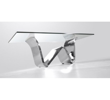 Mesa Centro Moderna Acero Inoxidable Pulido Modelo Moss