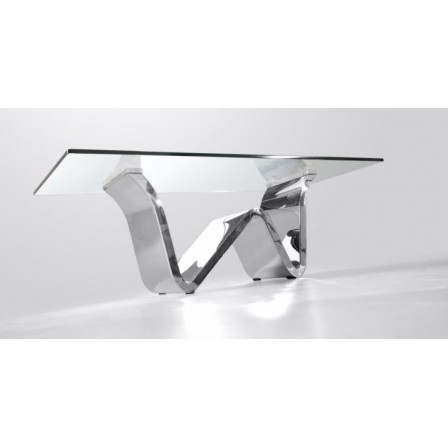 Mesa Centro Moderna Acero Inoxidable Pulido Modelo Moss