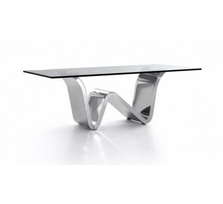 Mesa Centro Moderna Acero Inoxidable Pulido Modelo Moss