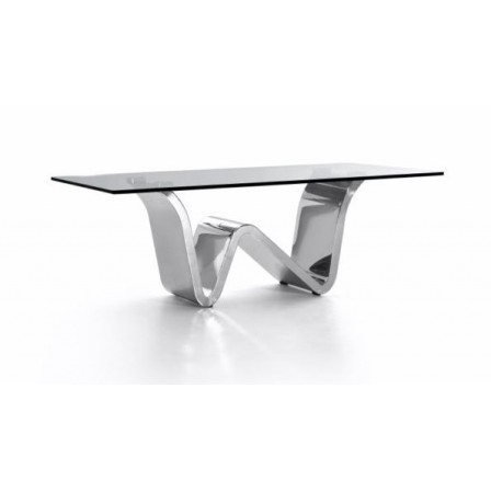 Mesa Centro Moderna Acero Inoxidable Pulido Modelo Moss