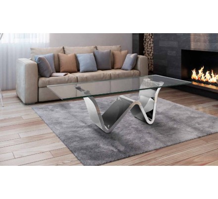 Mesa Centro Moderna Acero Inoxidable Pulido Modelo Moss