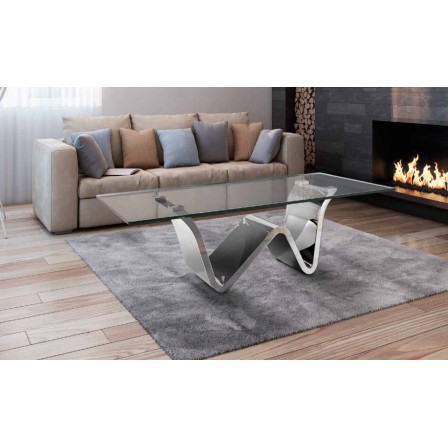 Mesa Centro Moderna Acero Inoxidable Pulido Modelo Moss
