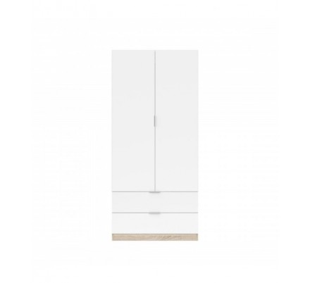 Armario 2 Puertas + 2 Cajones Modelo Nordic Color Roble-Blanco