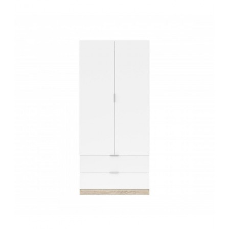 Armario 2 Puertas + 2 Cajones Modelo Nordic Color Roble-Blanco