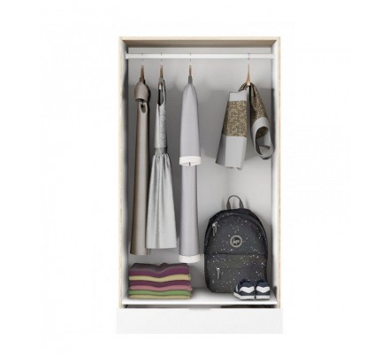 Armario 2 Puertas + 2 Cajones Modelo Nordic Color Roble-Blanco