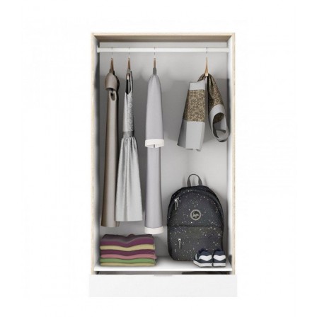 Armario 2 Puertas + 2 Cajones Modelo Nordic Color Roble-Blanco