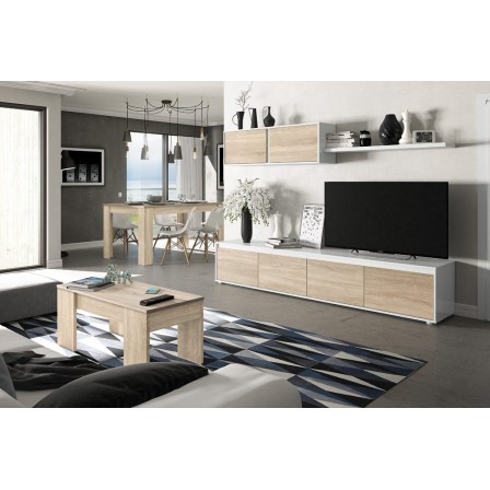 Composición de salón Moderno Modelo Home Color Roble y Blanco