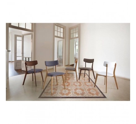 Silla Comedor Tapizada Color Natural Modelo Anais - Varios Colores Tejido