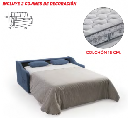 Sofá Cama Apertura Italiana Modelo Rhin - COMPACTO