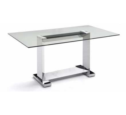 Mesa Comedor Estructura Cromada-Cristal Templado Modelo Mubic 160x90