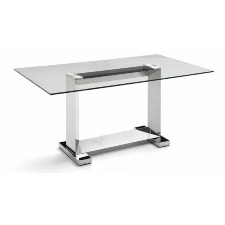 Mesa Comedor Estructura Cromada-Cristal Templado Modelo Mubic 160x90