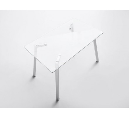 Mesa Comedor Modelo Duke Acero y Cristal - Varias Medidas