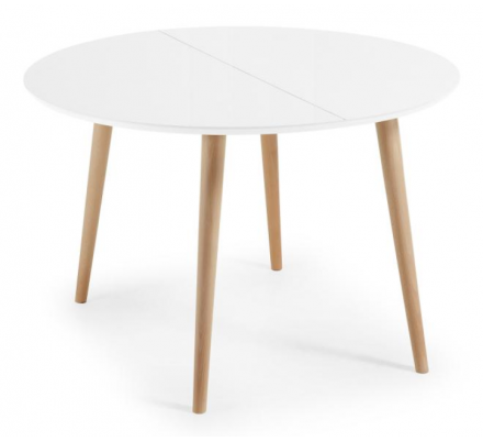 MESA COMEDOR REDONDA OAKLAND EXTENSIBLE 120(200)X120 BLANCO MATE